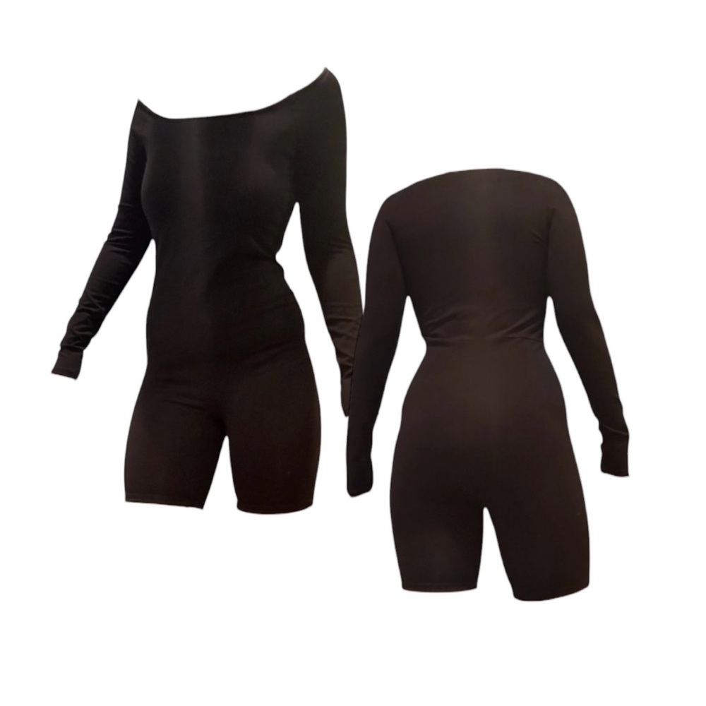 H&M Black Off-Shoulder Long Sleeve Romper